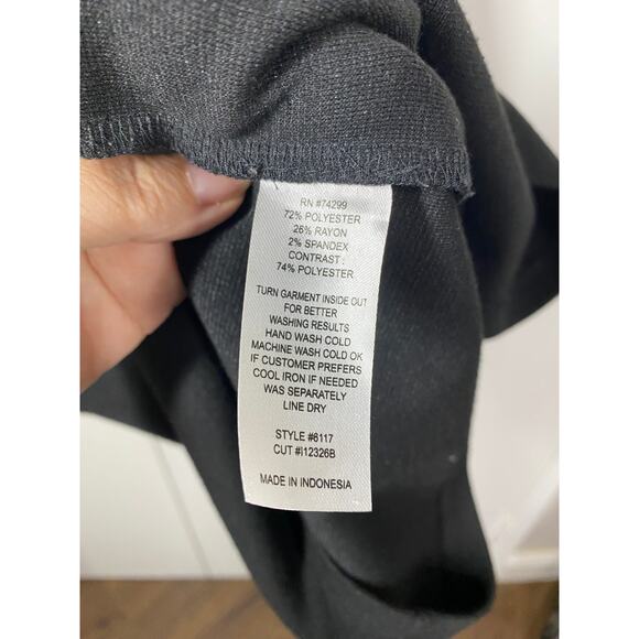 En Focus Studio Black Floral Detail Short Sleeve Shift Dress Size 8 - Picture 4 of 8